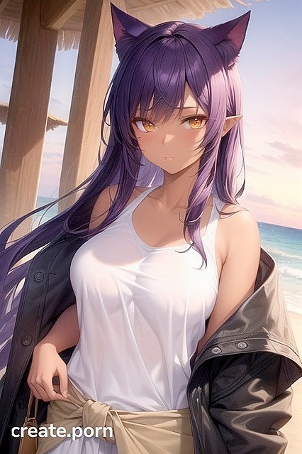 Purple-Haired Demon Girl 18+ Seduces in Oversized T-Shirt Hentai Image