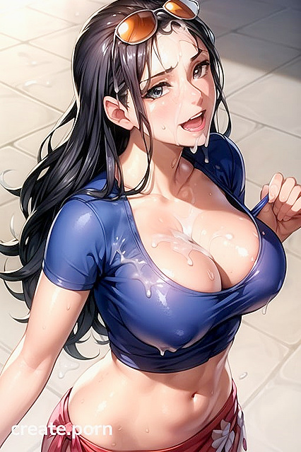 Nico Robin from One Piece Enjoying Large Breasts and  Cumshots in Hentai AI Picture