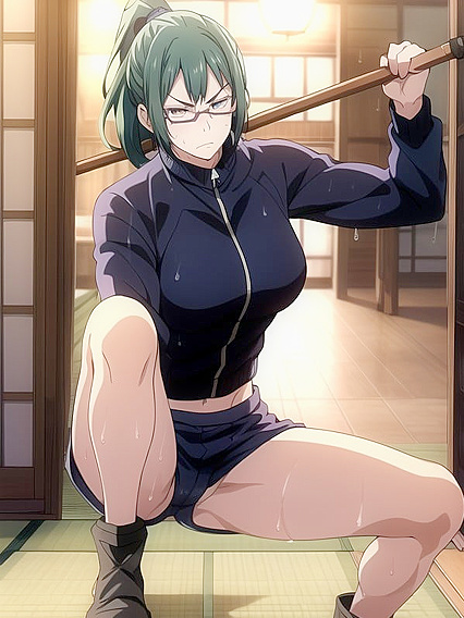 Transparent White Shorts Highlight Oily Skin and Seductive CamelToe in Hentai Picture