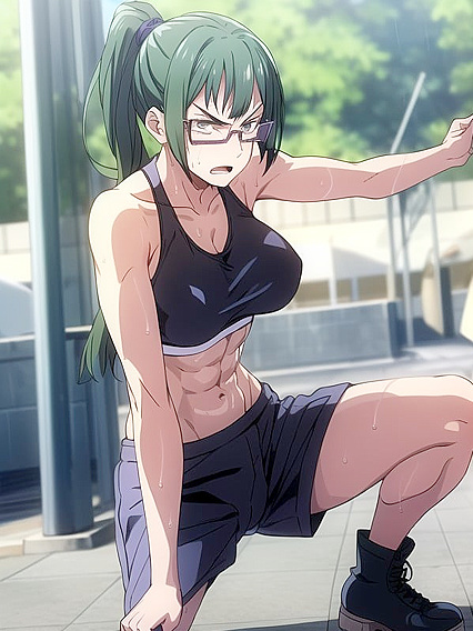 Muscular Warrior in Combat Boots Takes On Frontal Hentai Picture