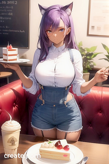 Dark-Skinned Beauty with Purple Hair and Huge Tits in Steamy Hentai Picture