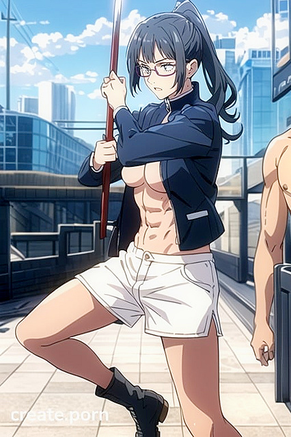 Transparent White Sporty Shorts and Combat Boots in Steaming Hentai Picture