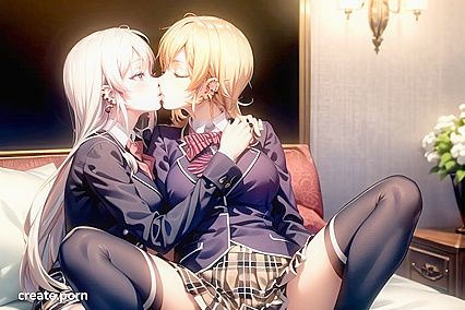 Girl 18+s with Earrings and Necklaces Enjoy  Kisses in Hentai Fantasy