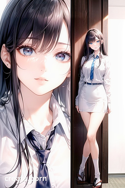 Brunette in School Uniform Takes On Full Body Hentai Picture