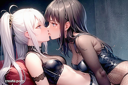 Two Futanari beauties in fishnets explore erotic hentai fantasies together