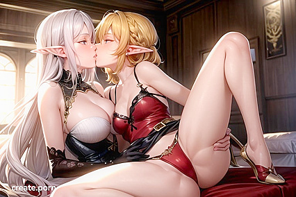Futanari Elves Engage in Passionate Kisses and  Hentai Pleasure