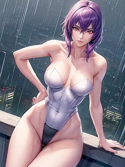 Kusanagi from Ghost in the Shell Gets Intimate in a Waist-Shot Hentai Image