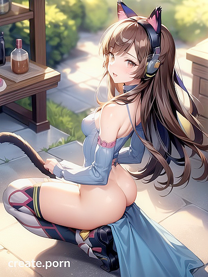 Small Breasts and Thigh-High Socks in Adorable Pet Pose Hentai Picture