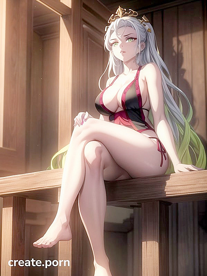Nezuko's Daki Demon Form Legs Crossed in Seductive Hentai Picture