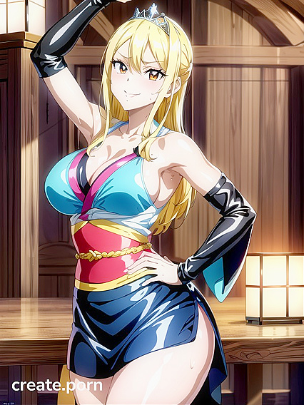 Lucy Heartfilia Smiles and Blushes With Mouth Agape in Fairy Tail Hentai bliss