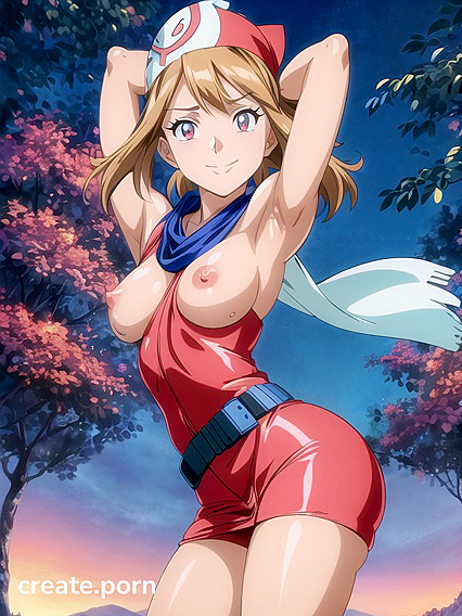 Sweating and Grinning with Glowing Eyes in  Hentai Picture