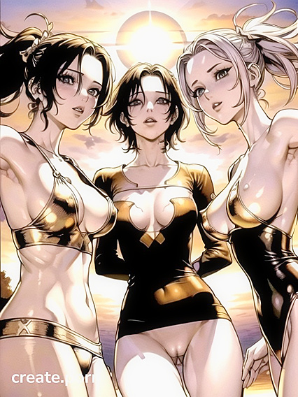 Fit Girl 18+ with Rounded Breasts Takes Center Stage in Steamy Harem Hentai Picture