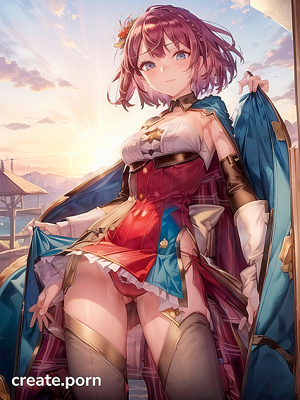 Blue-Eyed Beauty Enjoying  hentai Pleasure at Sunset in Space