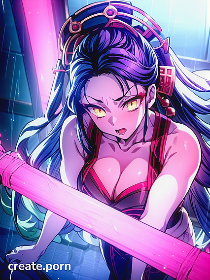 Daki from Demon Slayer Enjoying  Capcom-Themed Hentai Pleasure