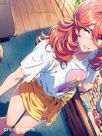 Raining Cumshots in a Seductive Waist-Shot Hentai Image