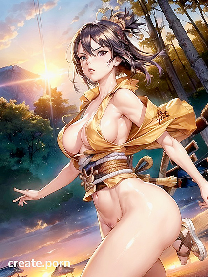 Purple-Eyed Beauty with a Massive Booty Takes on the Forest in Steamy Hentai Picture