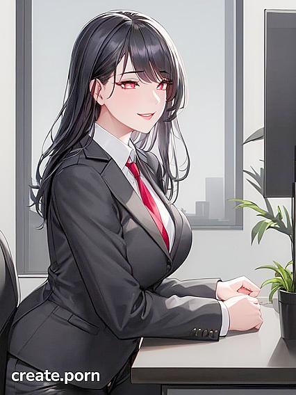 Pale-Skinned Beauty Grins in Seductive Front View Hentai Image