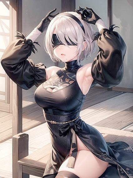 Yorha No.2 Type B Spreads Her Legs on Tatami for Steamy Hentai Picture