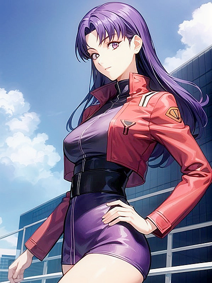 Misato from Evangelion in a Sultry Front View Solo Hentai Image