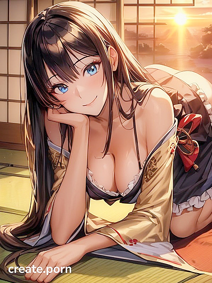 French Maid on All Fours at Sunset forMind-Blowing Hentai Pleasure