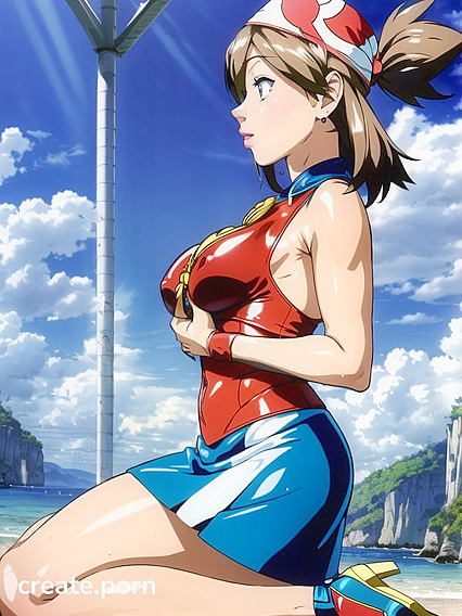 May from Pokémon Shows Off Her Fit Body in Steamy Hentai Bra Image