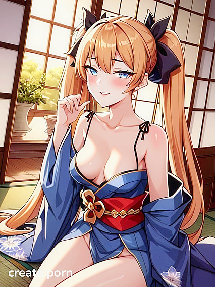 Girl 18+ with Off-Shoulder Top and Parted Lips in Seductive Hentai Images