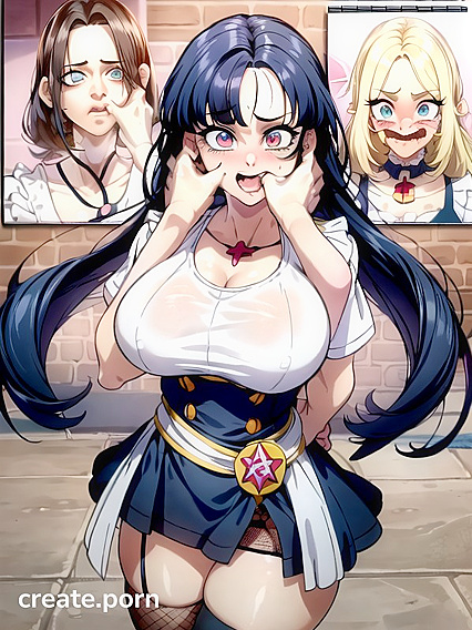 Red-Eyed Beauty Gets Busty in hentai Picture