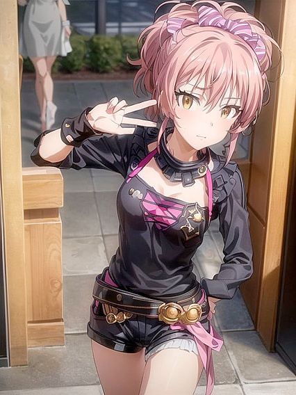 Mika from Idolmaster Explored in Front View Amidst Modern City hentai