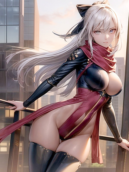 Okita Soji from Fate/Grand Order in Front View Hentai AI Picture