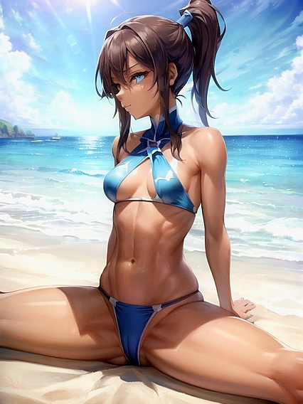 Korra from The Legend of Korra Enjoying Sensual Beach hentai Moments