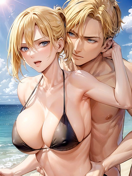 Cute Girl 18+ in Bikini Stares at You for Sexy Hentai Fun