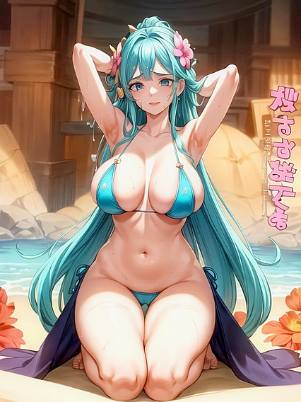 Cute Girl 18+ Kneels for  Gang Bang Hentai Picture