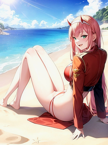 Zero Two in Bikini Gets Adorably naughty in Cute Hentai Images