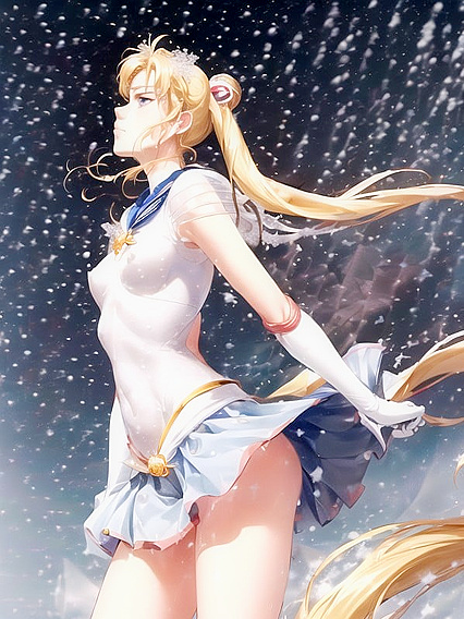 Skinny Girl 18+ Stares at the Cloudy Sky with Arms Crossed in Hot Hentai Picture