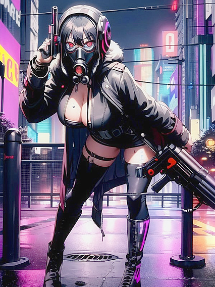 Glowing Eyes and Form-Fitting Clothes in Hot hentai Picture