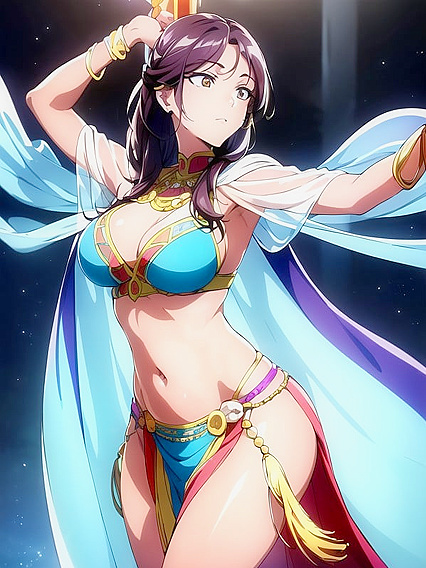 Belly Dancer with Dark Brown Skin in Explicit Hentai Images