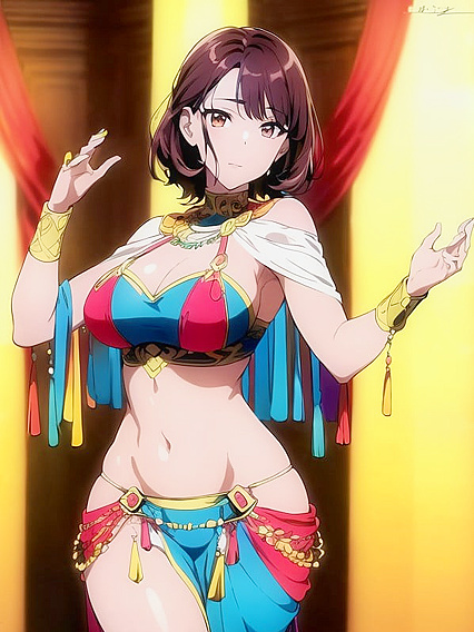 Detailed Screencap of Busty Beauty with Dark Brown Skin in Hentai Picture