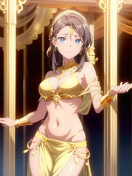Happy Girl 18+ with Golden Skin Shines Bright in Screen-Captured Hentai Picture