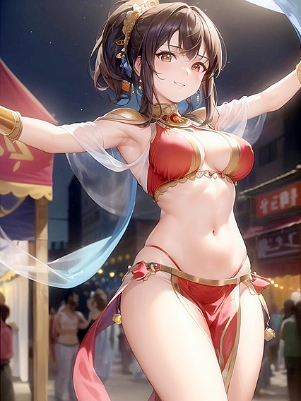 Belly Dancer Gets Happy in Ecstatic Hentai Dance Performance