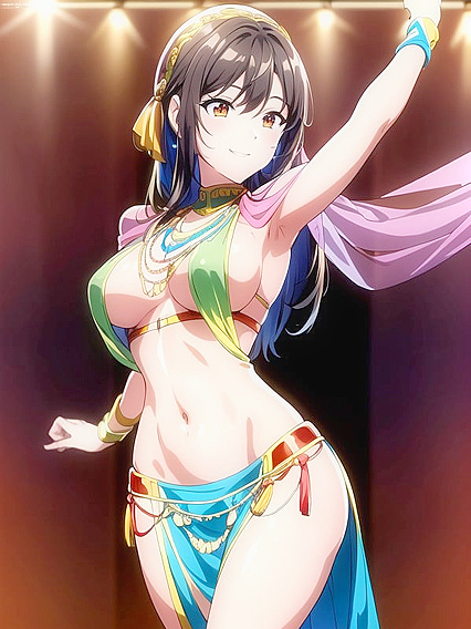 Busty Dancer Performs Seductive Moves in Busty hentai Picture