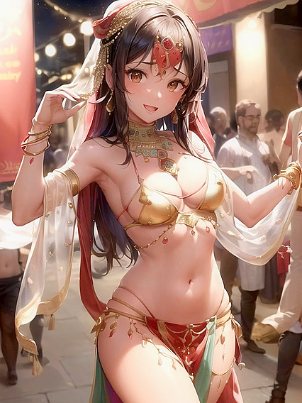 Belly Dancer Shows Off Her Bust at the Carnival in Steaming Hentai Picture