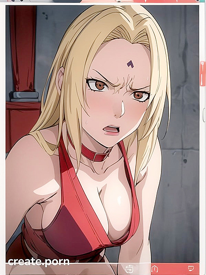 Tsunade from Naruto Wearing Red Panties in Simple Background Hentai Pleasure