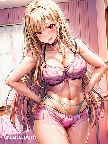Cute Girl 18+ in Pink Underpants Enjoying Steamy Hentai Picture