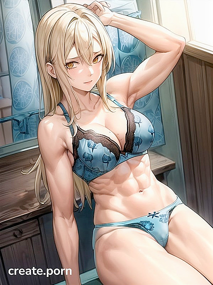 Muscular Guy in Cute Blue Patterned Underpants for Steamy Hentai Picture