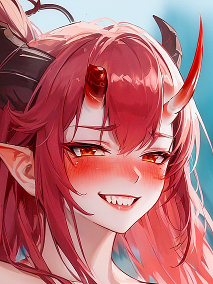 Blushing Devilishly at You in This Seductive Hentai Image