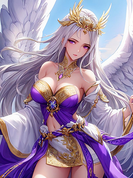 Waist-Length Purple-Skinned Beauty in Front View Hentai Picture