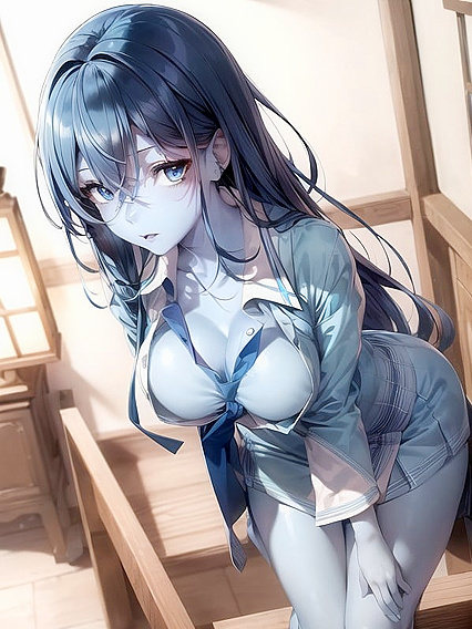 in Blue Uniform Seduces You in Steamy Hentai Picture