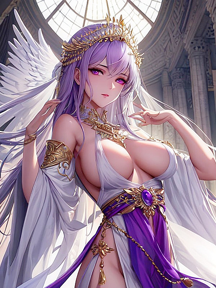 Purple-Skinned Angel Takes Center Stage in Front View Hentai Ecstasy