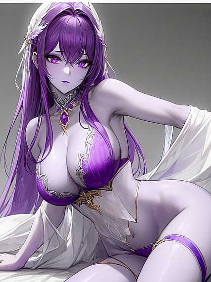 Angel with Permed Curly Hair Teases in a Sultry Waist Shot Hentai Image