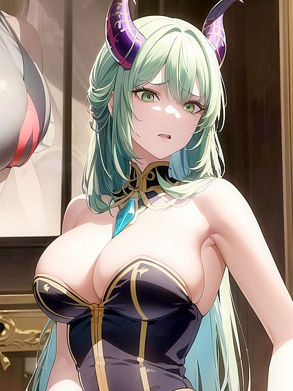Massive Breasts and Seductive Glances in a Silky Dress Hentai Fantasy